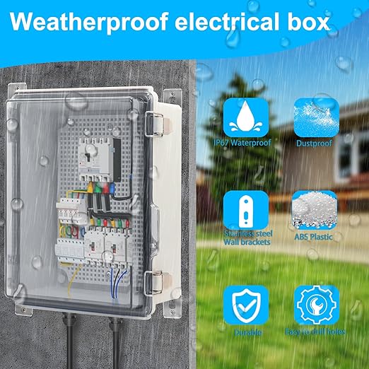 Waterproof Electrical Box, IP67 Junction Box Stainless Steel Latch Hinged Clear Cover Project Enclosure with Wall Bracket 11.8"x7.9"x 6.7"