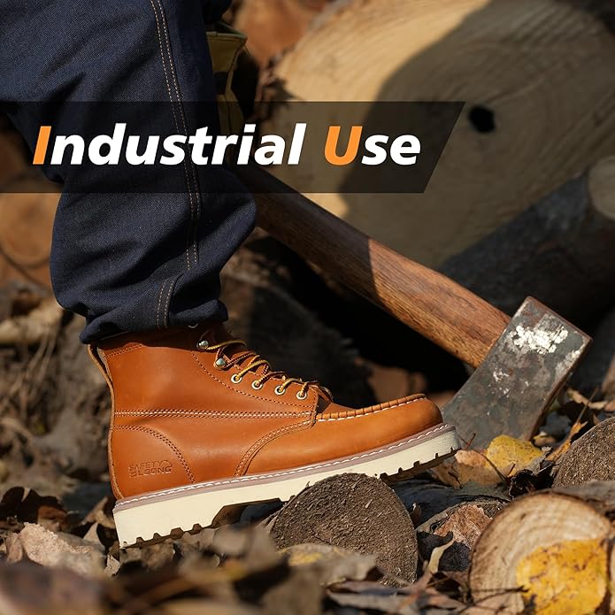 Work Boots for Men Waterproof Soft Toe Non Slip Comfortable Leather Workboots