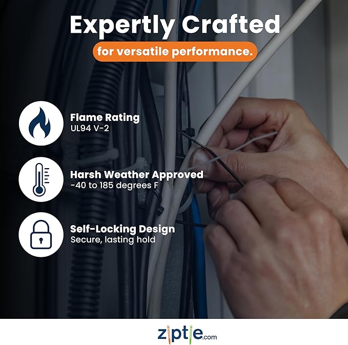 ZipTie.com 4-inch Fluoresent Orange Multi-Purpose Cable Tie, 18-lb Tensile Strength, 100-Pack