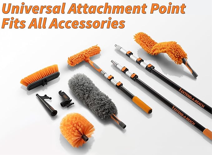 24 Foot High Reach Duster Kit with 5-18 ft Extension Pole // High Ceiling Duster Cleaning Kit with Telescopic Pole // Cobweb Duster // Feather Duster and Ceiling Fan Duster // The Ultimate Dusting Kit