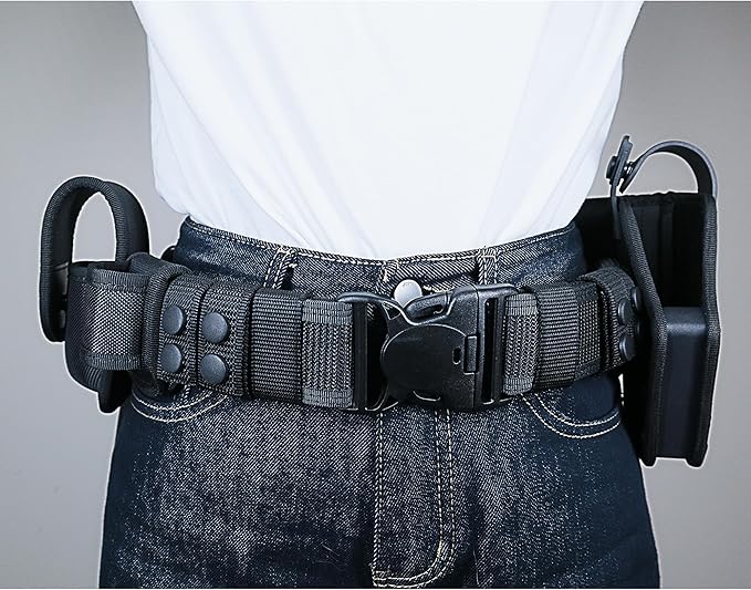 Duty Belt w/Utility Belts Law Enforcement Police Molded Pouches Kit ，Nylon Tactical Officer Security Guard Belt 4 pack Belts Keeper