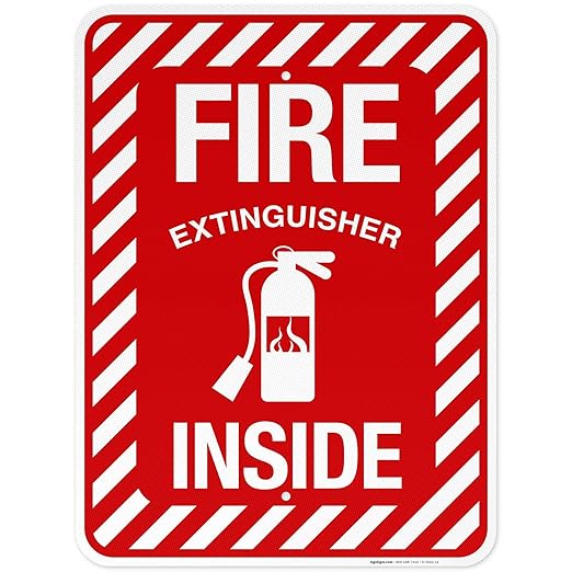 Fire Extinguisher Inside Sign, Fire Safety Sign, 18x24 Inches, 3M EGP Reflective .080 Aluminum, Fade Resistant, Indoor/Outdoor Use, Made in USA
