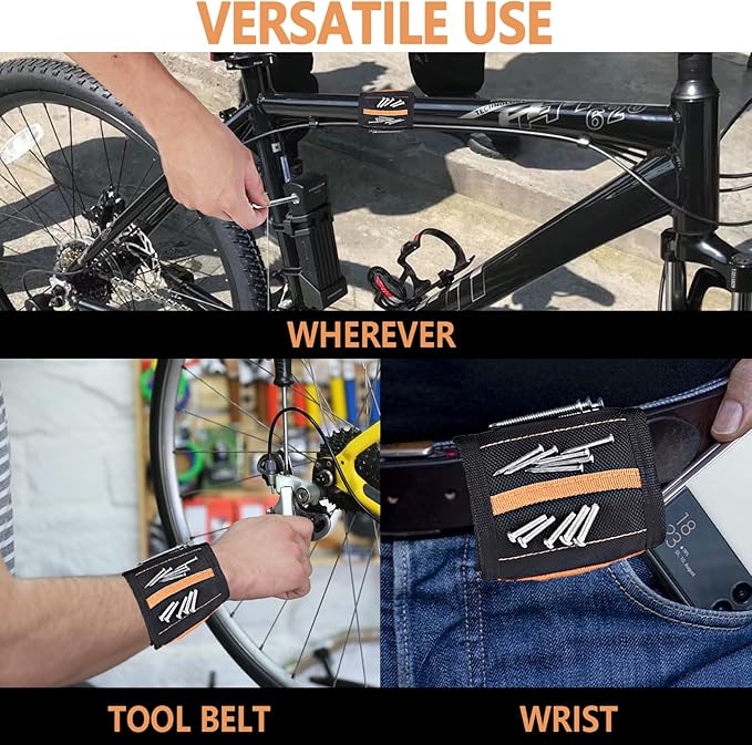 Magnetic Wristband for Tools, Screws, Nails and Drill Bits, Made from 15 Strong Magnets, Wrist Magnetic Screw Holder, Christmas Gift Ideas, Tool Gifts for Men, Dad, Husband, Grandpa, Handyman