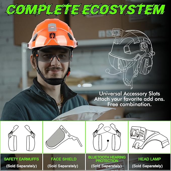 GREEN DEVIL Safety Hard Hat with Tinted & Clear Visor Vented Construction Helmet Cascos de Construccion ABS Work hardhats for Men