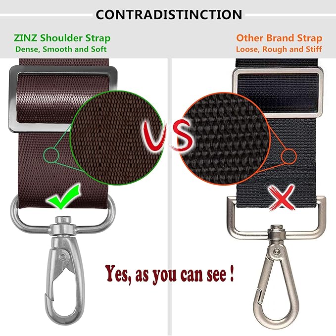 ZINZ Bag Shoulder Strap, Padded Adjustable Shoulder Strap Replacement