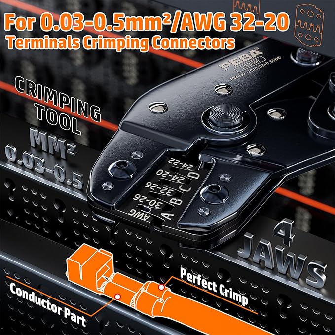 PEBA Crimping Tool and JST Connector Kit - 20 Types of 2.5 mm JST-XH Connectors & Crimp Pins, 2.5 mm JST-SM & JST-SYP Housings and Contacts, for DIY Electronics - Suitable for AWG 32-20 Wires