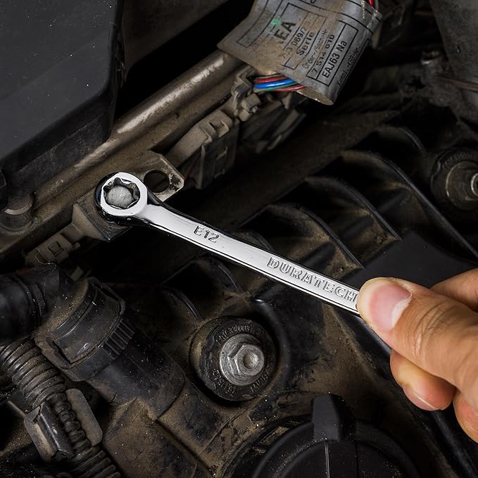 DURATECH 4-Piece E-Torx Wrench Set, Double Box End Wrench Set, CR-V Steel, Including E6*E8, E10*E12, E14*E18 and E20*E24, Organized in Pouch