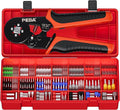 PEBA Square Ferrule Crimping Tool Kit, AWG 28-7 Self-Adjusting Ratchet Crimper, 28 Sizes Insulated & Non-Insulated Copper Terminals (8/9/10/12mm), Quadrilateral Crimp Pliers for Electrical Projects