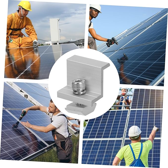 12pcs Solar Panel Rack Clips Aluminum Alloy Solar Panel Bracket Clips for Easy Installation and Reliable Support Harsh Weather Conditions