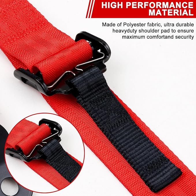 Yakitoko Universal 4 point Safety Harness Set 2inch Fits Go Kart,UTV,ATV,Racing Red