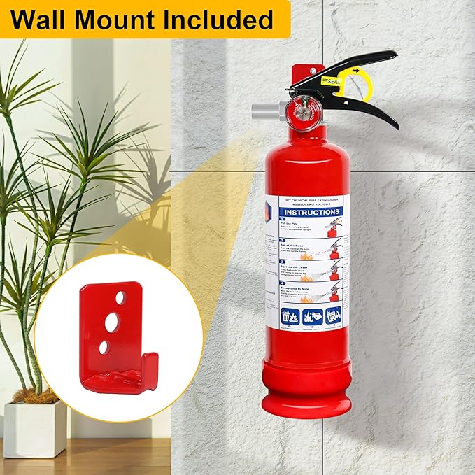 4 Pack ABC Dry Chemical Fire Extinguishers with Mount, 2.5 lb 1A:10B:C Rating for Home, Vehicle, Boat, Quick Release Handle, Compact & Portable Dry Powder Extinguisher