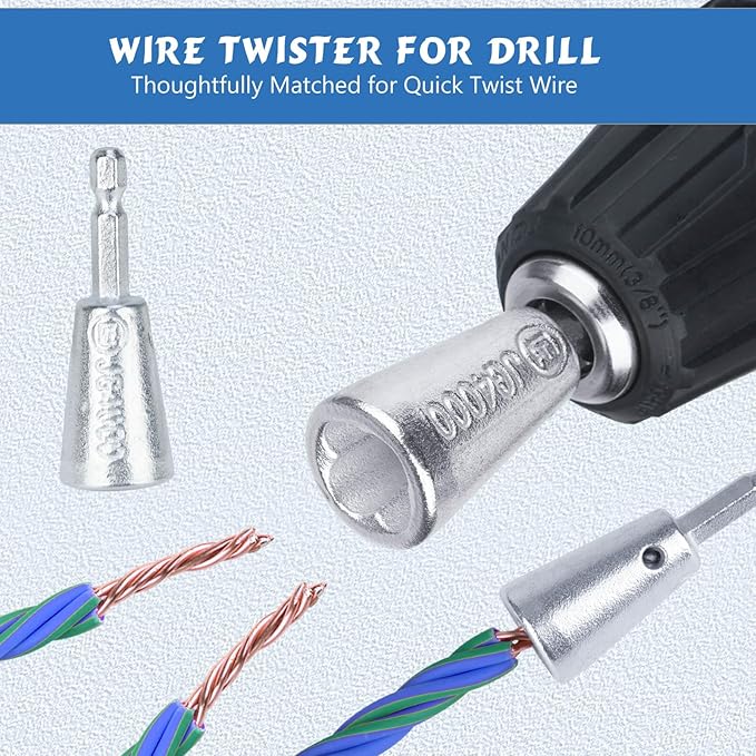 Wire Stripper for Drill, US Standard Electric Wire Stripper Tool for Drill, Wire Strippers for 8/10/12/14 AWG, Wire Stripping and Twisting Tool Set