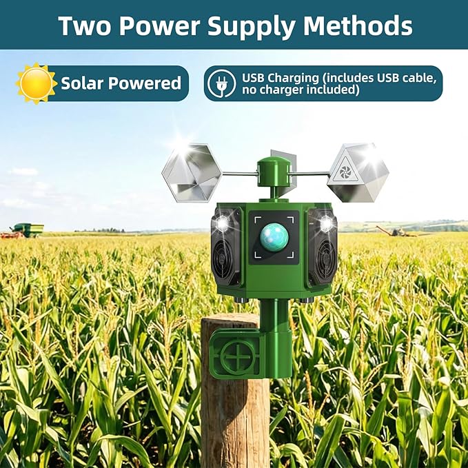 2026 New Solar Ultrasonic Bird Repeller Outdoor,2 Pack 360° Reflective Bird Deterrents for Outside Pigeon Woodpecker Deterrent for House,Birds Scare Devices Animal Repellent Outdoor for Garden Farm