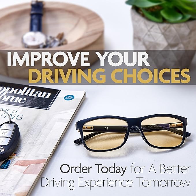 Illumin Night Driving Glasses SHIFT - All-Weather Glasses for Improved Road Safety, Advanced High Optical Quality Anti Glare Lenses