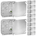 OHLECTRIC 4x4 Electrical Junction Boxes with Blank Covers (10-Pack) 1-1/2 Inch Deep, 21 Cu. in. 4 Inch, Heavy-Duty Metal Outlet Boxes, Bulk Pack Steel Box Duplex Receptacle & Black Cover, UL Listed