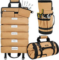 Tool Bag,Large Roll Up Tool Bag Organizer,13 Pockets Tool Roll Storage Pouch,Heavy Duty Portable Tool Storage Carrier Bag for Men,Mechanic,Electrician,Valentines Day Gifts for Men,Brown