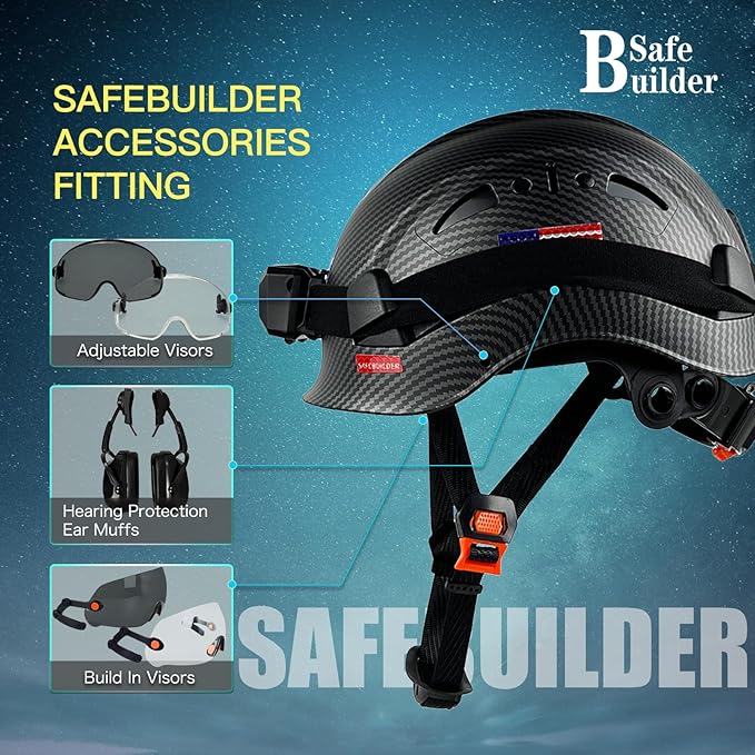 Construction Safety Helmet with Headlight Hard Hat Headlamp Adjustable Ventilation Hardhats Work Head Protection Certified ANSI/ISEA Z89.1
