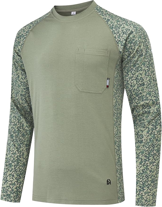 FR Shirts for Men 5.5oz Lightweight Bird's Eye Mesh Back Panel for Ventilation Long Sleeve CAT2 Fire Resistant Shirts