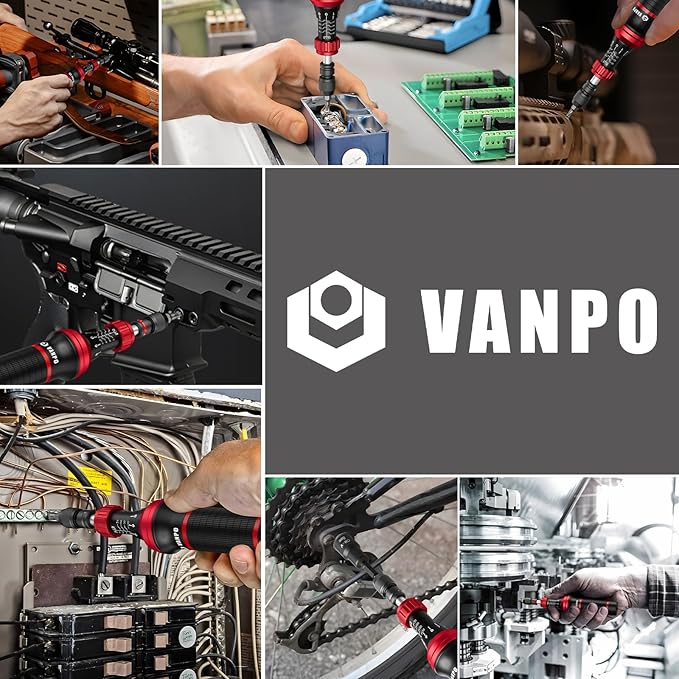VANPO Torque Screwdriver Set 10–80 in-lb, 99-Piece Precision Torque Driver Kit with T-Bar & 1/4" Quick-Change Adapter, Adjustable for Scope Mounting, Electronics Repair, Bicycle Maintenance