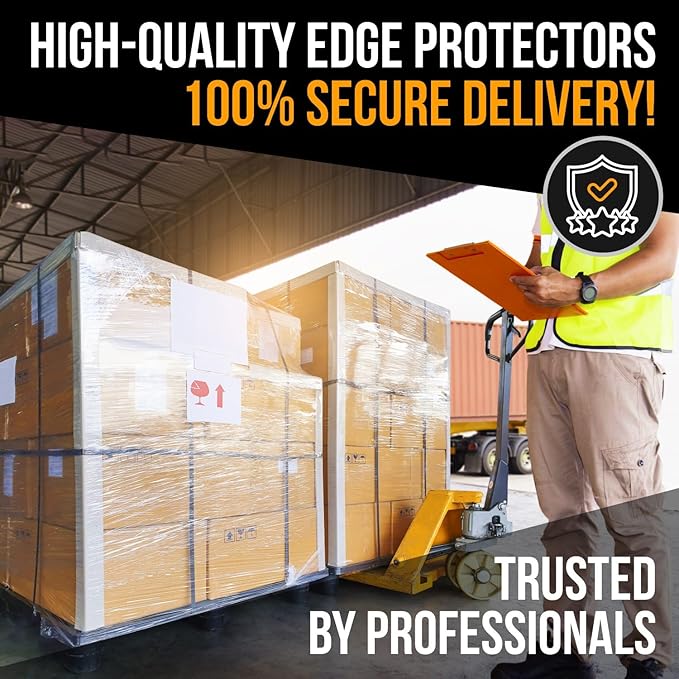 24" x 2" x 2" Reinforced Cardboard Edge Protectors, White (Pack of 100) – 0.12" Thick Medium-Duty Cardboard Corner Protectors for Shipping – American Quality V-Board Pallet Edge Guard