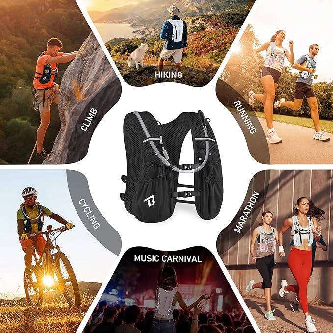 Running Vest Hydration Backpack for Men Women, 5L Lightweight Running Backpack Hydration Pack for Marathon, Trail, Cycling, Hiking, Jogging