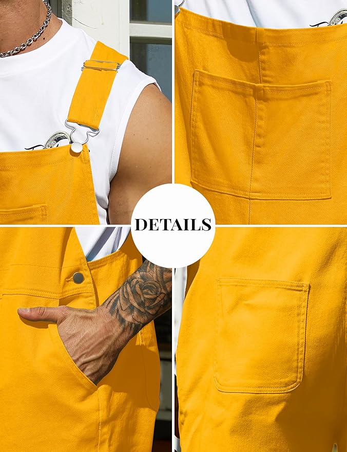 Overalls for Men Fashion Coveralls Work Utility Denim Women Bib Jumpsuit with Pockets