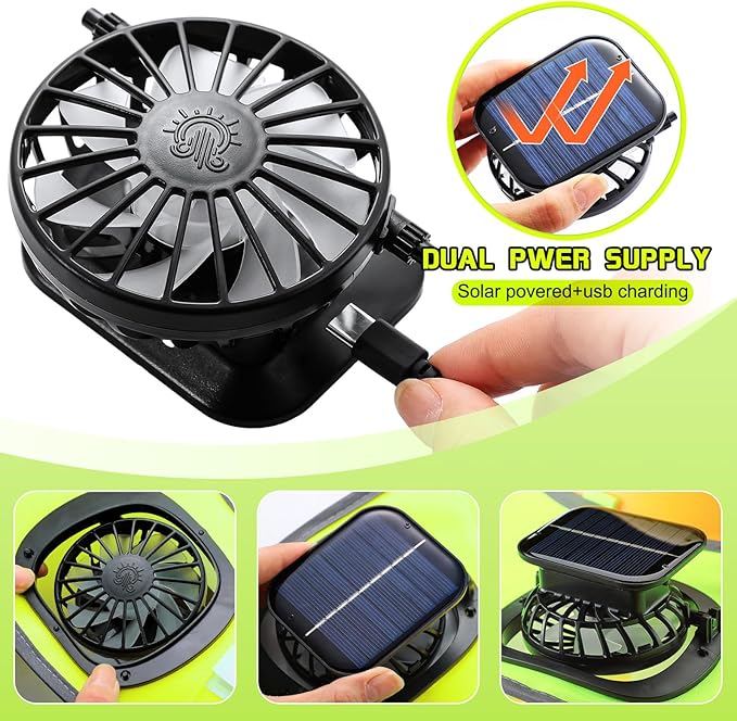 Solar Fan Hat for Men Women Sun Wide Brim Fishing Hat with Dual Power Ice Silk Neck Cover Reflective Design
