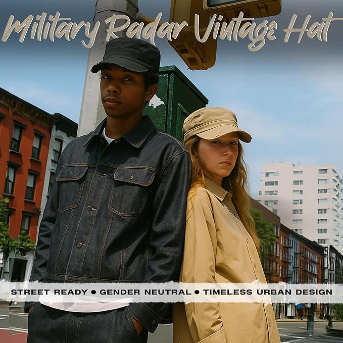 Funky Junque Distressed Military Hat – Newsboy Hats for Women, Short Brim Army Baseball Cap, Womens Cadet Hat Trendy Style