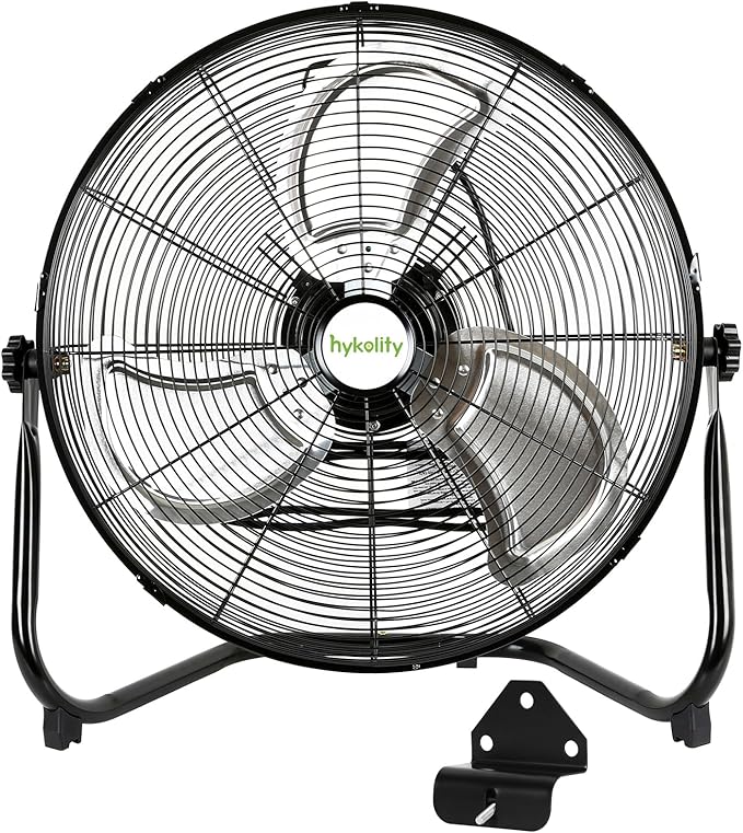 hykolity 20" High Velocity Floor Fan, 3-Speed 4650 CFM Heavy Duty Industrial Metal Shop Fan with Wall-Mounting System, Ideal for Commercial, Garage, Greenhouse and Gym