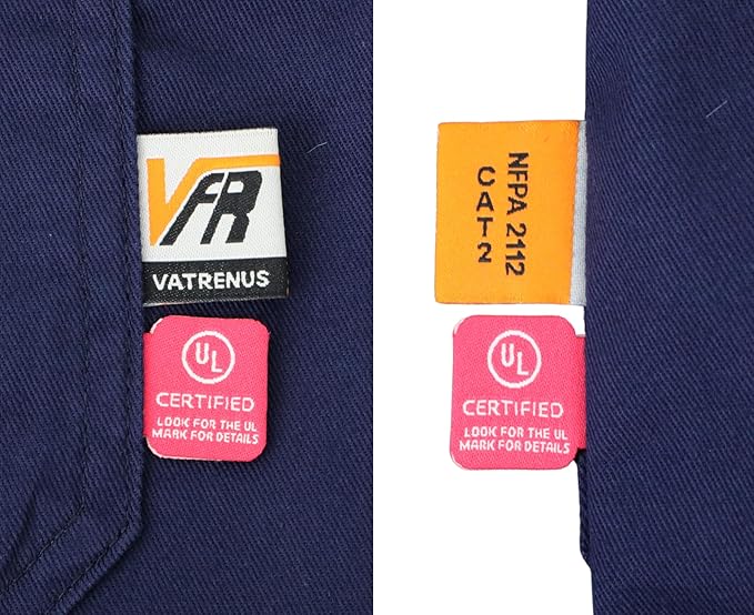 VATRENUS FR Shirts for Men 6.5oz Button Down Flame Resistant 100% Cotton Men's Pre-Washed Fire Retardant Work Shirt