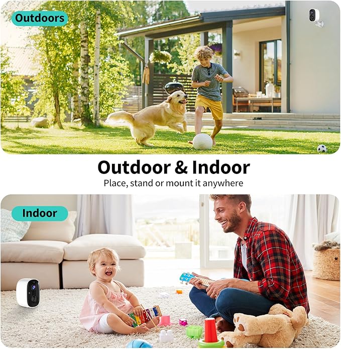 2K FHD Smart Wireless Security Camera Outdoor,Solar Powered WiFi Camera for Home Security with Color Night Vision, Motion Detection, 2-Way Audio, Weatherproof, Cloud/SD Storage (2.4GHz Only)