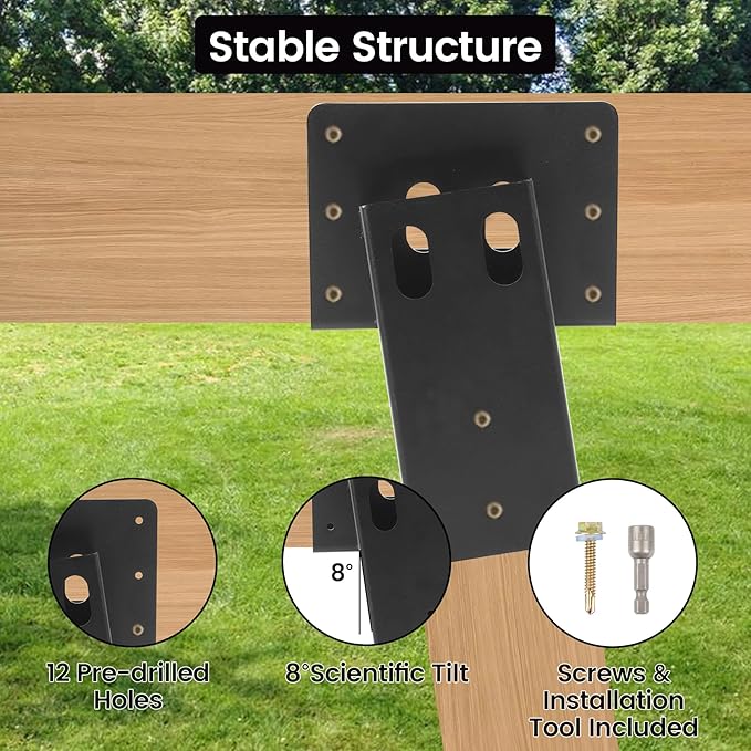 Deer Blind Brackets, Outdoor 4 x 4 Platform Bracket, 12 / 14 Gauge Steel Elevator Brackets for Deer Stand, Hunting Blinds, Shooting Shack