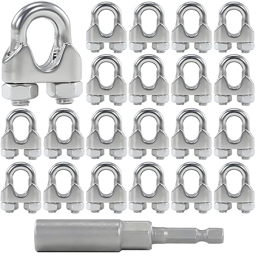 20PCS M4 5/32 Inches Stainless Steel Wire Rope Clips