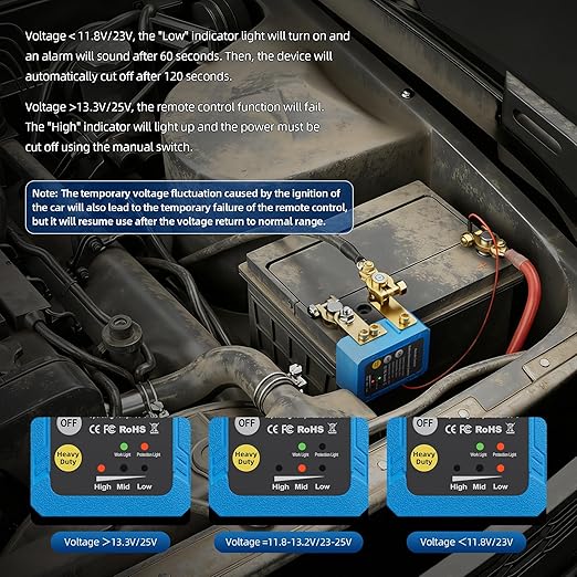 Remote Battery Disconnect Switch 12V 240A Kill Switch Automatic Power Shut Off Switch for Car, Auto, ATV, Truck (Side Installation)