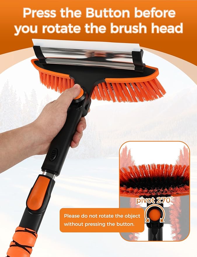 41" Extendable Ice Scrapers for Car Windshield 2-in-1 Snow Brush for Car Snow Scraper for Car Snow Scraper and Drush with Ergonomic Foam Grip for Cars, Trucks, SUVs with 360� Pivoting Brush Head