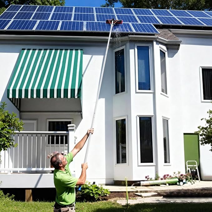 32.8 Feet Reach Solar Panel Cleaning Brush & Pole Water Fed Pole Kit,Suitable for high Windows Cleaning, Solar photovoltaic Panel Cleaning and Cleaning Cars Trucks Vans caravans Windows