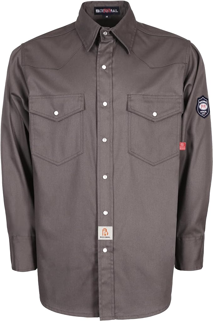 BOCOMAL FR Shirts 6.25oz Lightweight Welding Shirts Flame Resistant Men's Fire Retardant Shirt