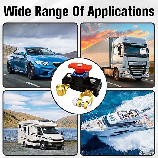 Car Battery Cut Off Switch, 2026 New Car Battery Power Cut-Off Switch Breaker, Smart Adjustable Battery Disconnect, Pure Copper Manual Rotary Battery Shut Off Switch Switch for Truck Boat Car