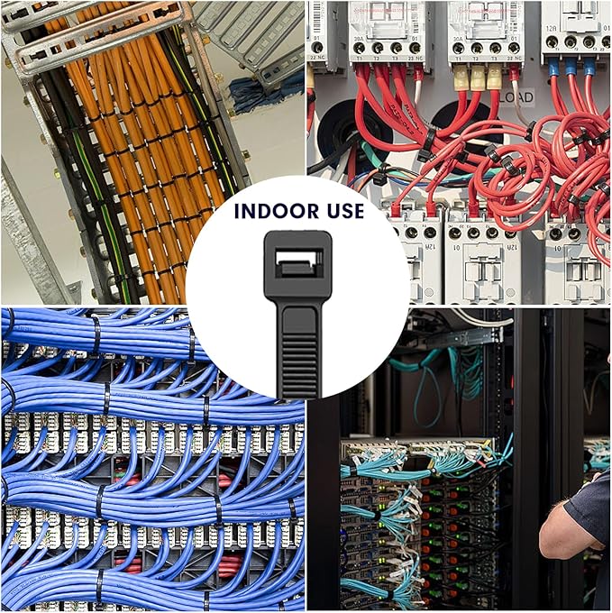 Zip Ties Assorted Sizes, RAZCC 600 Pack (8+12+14+18Inch) Black Cable Ties, Self-Locking Plastic Wire Ties with 100lb Tensile Strength, Black Nylon Zip Ties for Indoor and Outdoor