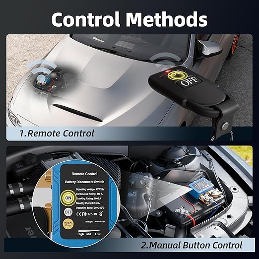 DaierTek 12V/24V 240A Remote Battery Disconnect Switch, Anti-Interference Kill Power Cut Off Switch with Voltage Protection for Car Truck RV Marine Boat