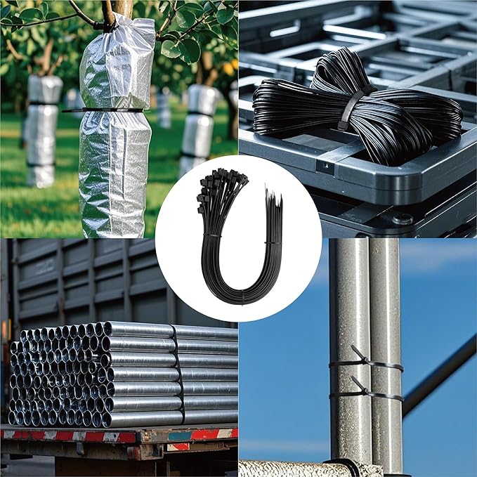 Skalon Large Zip Ties 18 Inch (500 Pack) - Heavy Duty, 220 lb Tensile Strength, Black Cable Ties, Extra Long Wire Ties