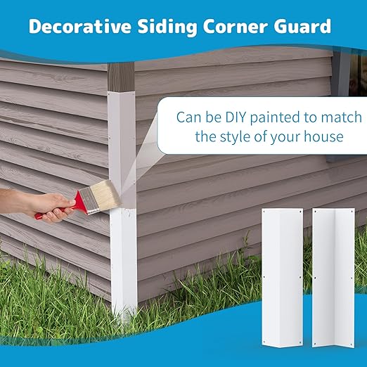 Air Jade Aluminum Alloy Siding Corners, 15.8" x 3.4", 2 Pcs Siding Corner Protectors with 90° Angle, Outdoor Weed Whacking Protection for Wall, Easy to Install with Screws, White