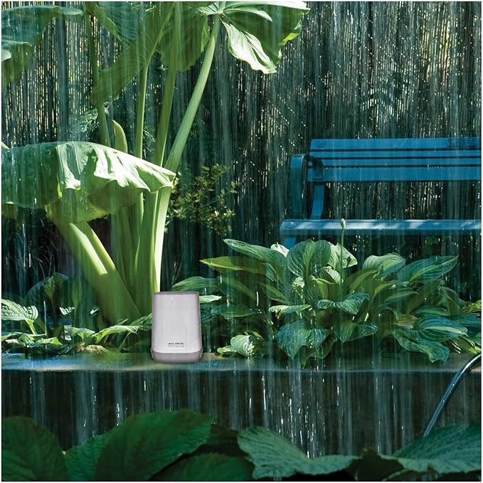 AcuRite Wireless Digital Rain Gauge with Self-Emptying Collector with Rainfall History, Alerts, and Current Date and Time (00899), Multicolor