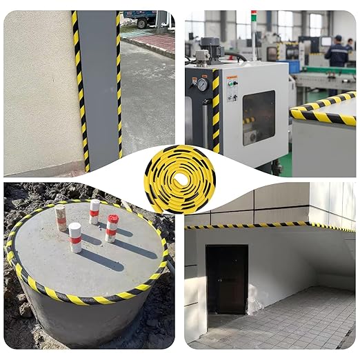 Wall Corner Protector 196.9in (5m), Heavy Duty Yellow & Black NBR Rubber Corner Guards, Self Adhesive Safety Bumper Padding for Warehouse Racks, Shelves, Garage & Equipment Protection