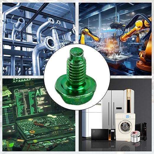 100 PCS Green Ground Screw, Electrical Panel Screw, Ground Screws for Electrical Box, Component Grounding Screws for Metal Outlet Junction Box