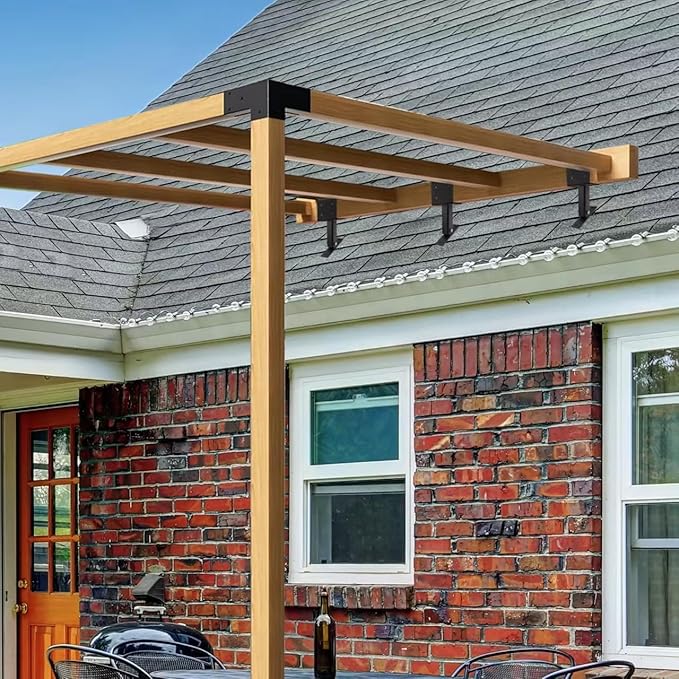 3 Pcs 4“x 4" Roof Riser Brackets Kit(ID 3.6"x3.6"),Heavy Duty Adjusted Within A Range of 0 to 180 Degrees Pergola Roof Riser Beam Bracket Fit 4x4,4x6 Lumber for Roof Pergola Gazebo Patio Cover