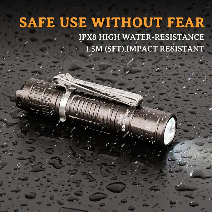 Rechargeable Mini Flashlight with Clip, 1100 High Lumens Super Bright Small Flashlight, IP68 Waterproof EDC Flashlight, 5 Modes Pocket Flashlight with Mode Memory for Camping Hiking
