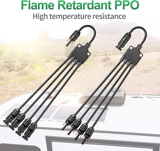 OYMSAE Solar Y Branch Connectors Parallel Connectors 1 to 4 Solar Cable Adapter Tool Kit (M/FFFF, F/MMMM)
