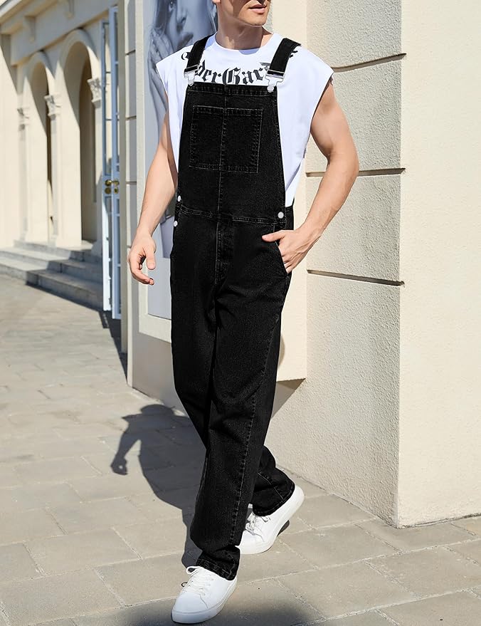 Overalls for Men Fashion Coveralls Work Utility Denim Women Bib Jumpsuit with Pockets