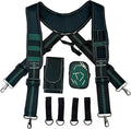 Tool Belt Suspenders for Work Belt Heavy Duty Padded with Magnetic WristBand Attachment Loops for Men